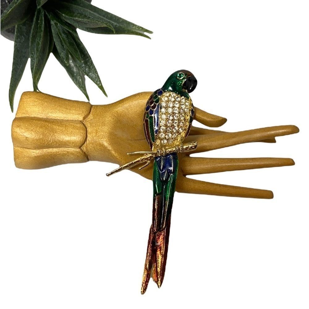 Vintage Rhinestone Enamel Bird Brooch - Picture 2 of 4
